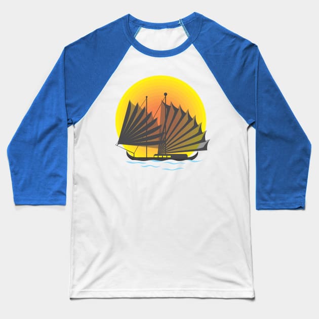 Sailing Boat Under Moon Light Baseball T-Shirt by dihart